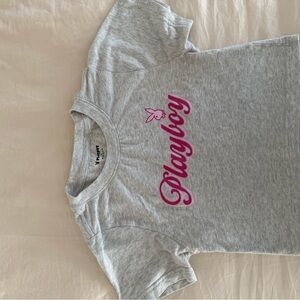 Playboy Gray T-Shirt with Pink Logo